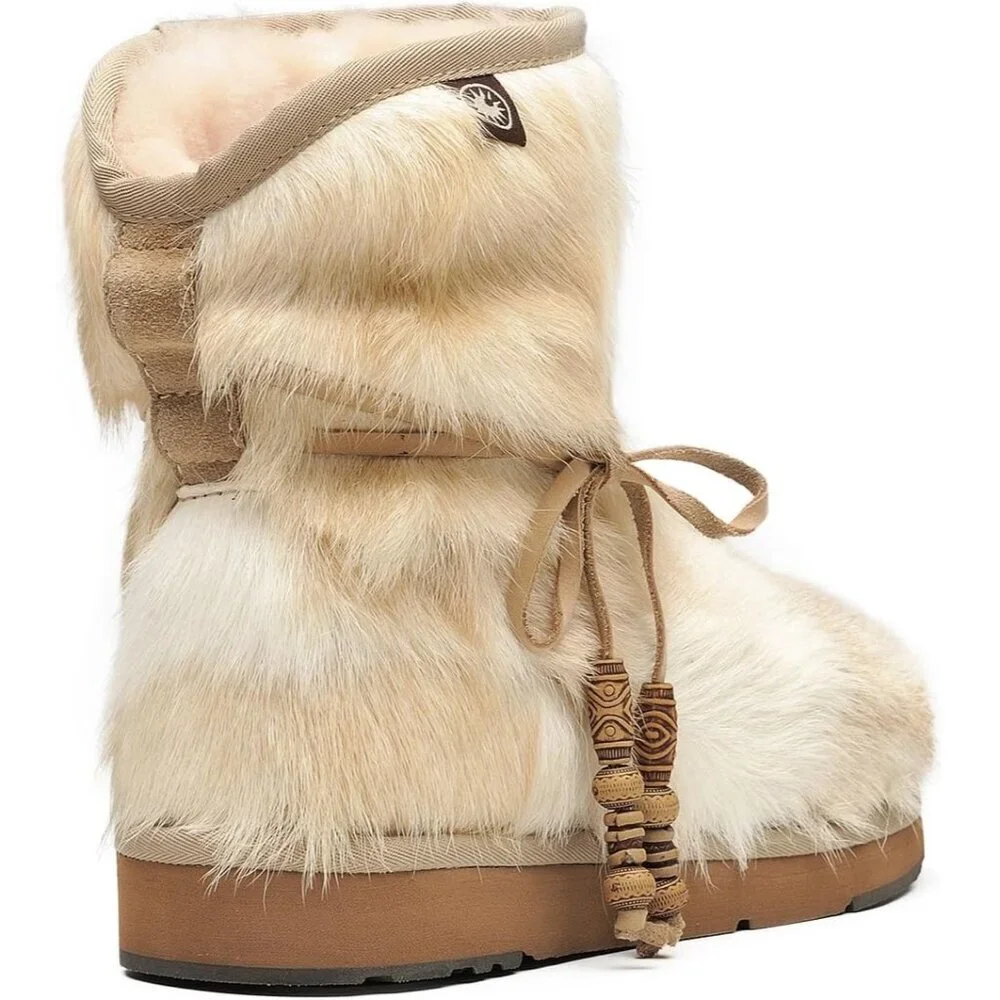 Women's White Casual And Versatile Wool Winter Warm Simple Snow Boots